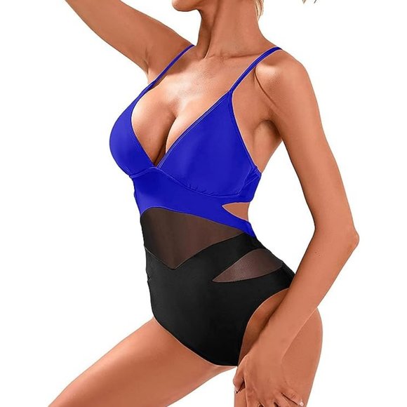 Holipick Patchwork Mesh OnePiece Swimsuit L *NWT* - Picture 3 of 5